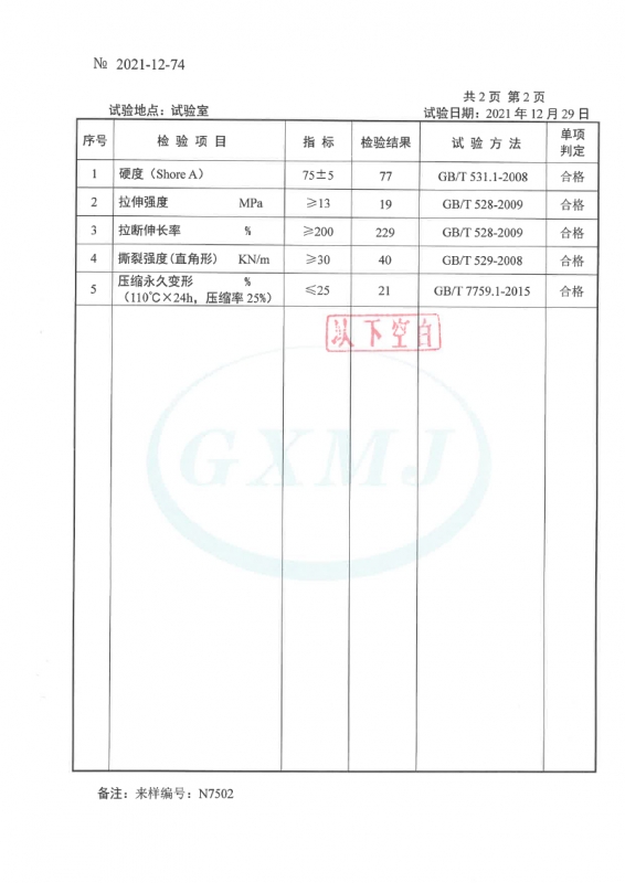 丁腈橡胶性能检测报告